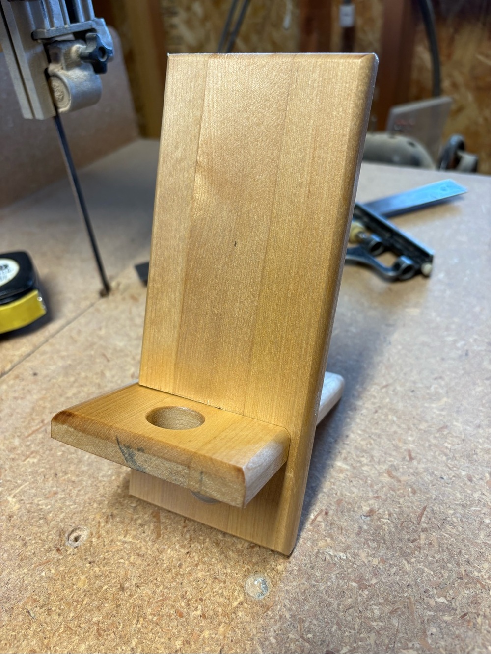 Handcrafted Wooden Phone Stand - Natural Wood